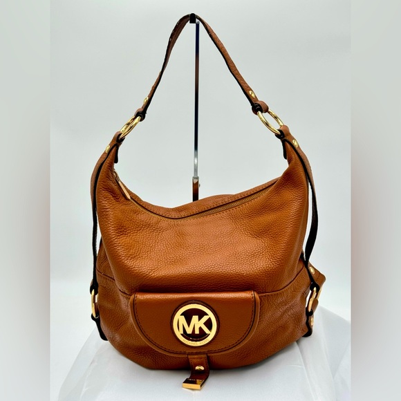 GUC Michael Kors Brown Leather Fulton Hobo Bag with Gold Hardware - Picture 1 of 12